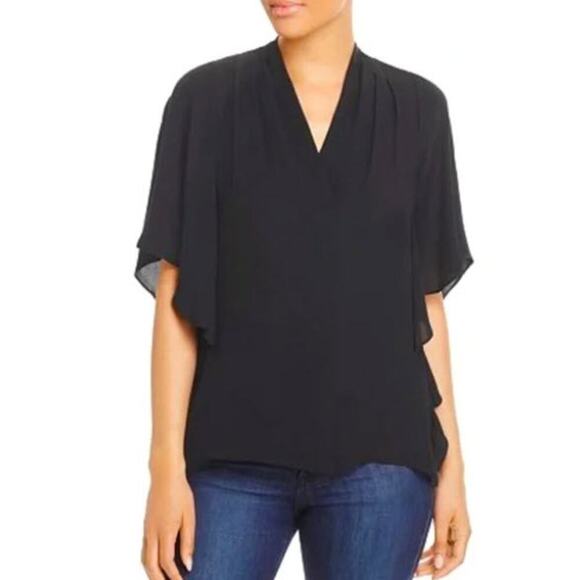 Kobi Halperin Carin Flutter Sleeve Silk Blouse Black Size Medium - Picture 1 of 9